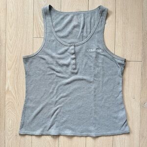 Calvin Klein Sleepwear Logo Embroidered Waffle Women's Tank Top Size XL Gray